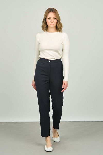 ÖZNUR Women's High Waist Pants 1448 Navy Blue