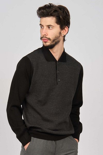 Woolman Pulover din lână cu model polo pentru bărbați 1572113 Negru