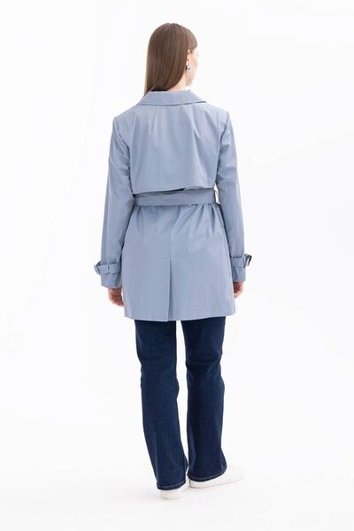 Gala-Xi Galaxi Kadın Büyük Beden Kemerli Sport Trençkot 1002 Mavi