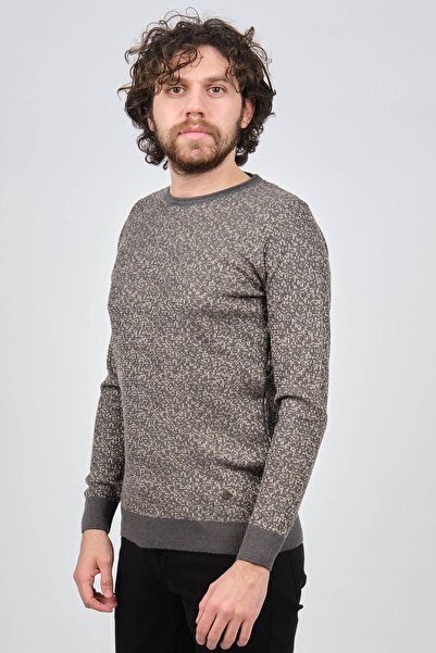 Çizgi Triko Чоловічий велосипедний комір Slim Fit з візерунком 42554255 Сірий