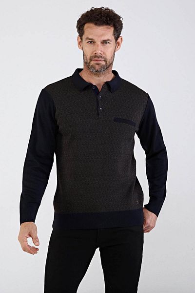 Çizgi Triko Ανδρικό πλεκτό πουλόβερ Polo Collar Steel Knit 4610f Navy Blue
