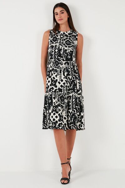 Lela Desenli Regular Fit Kolsuz Elbise  ELBİSE 5865731