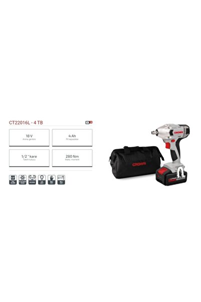 Crown Crown Ct22016l-4tb Akülü Somun Sökme Makinesi 18v 1/2’’ 4 Amper 280 Nm
