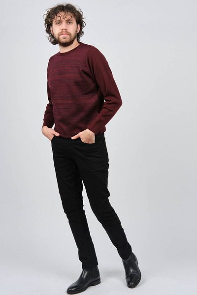 Çizgi Triko Ανδρικό πουλόβερ με μοτίβο Crew Neck 42554225 Claret Red