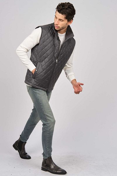 daynax Men's Pocket Detailed Diamond Patterned Vest 492700 Smoked