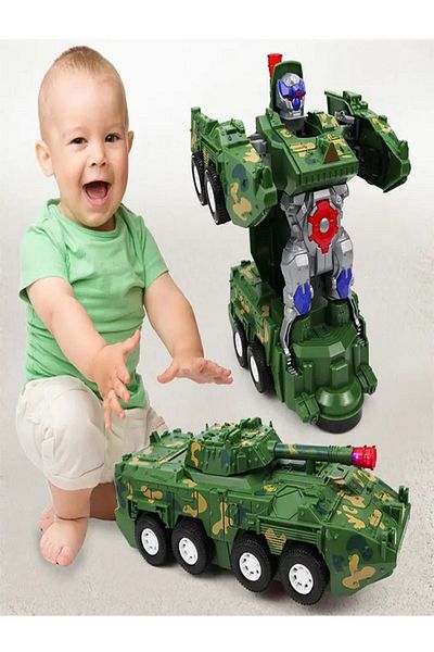 Can Toys Transformers Robot Tank with Sound and Light, Spinning Military Armored (with Video)