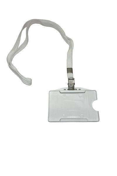 KRAF White Metal Clip Cord Neck Hanger Card Holder