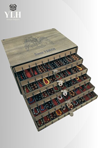 Yaman Hediyelik Kişiye Özel İsimli Tesbih ve Saat Koleksiyon Kutusu – 60 Tesb...