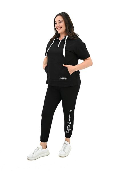 Koza Butik Дамски спортен екип с качулка, голям размер - 3759-23