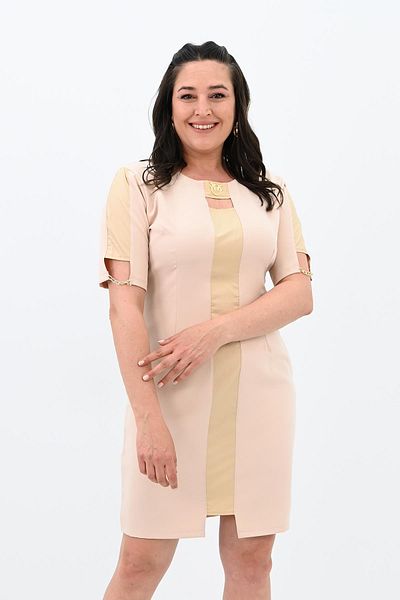 Koza Butik Plus Size Women's Dress - Short Sleeve and Collar Detail 5213-24