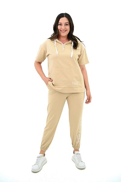 Koza Butik Γυναικεία αθλητική φόρμα με κουκούλα Plus Size - 3759-23