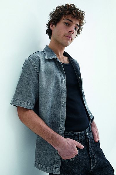 Koton Oversize Denim Shirt - Snap Button