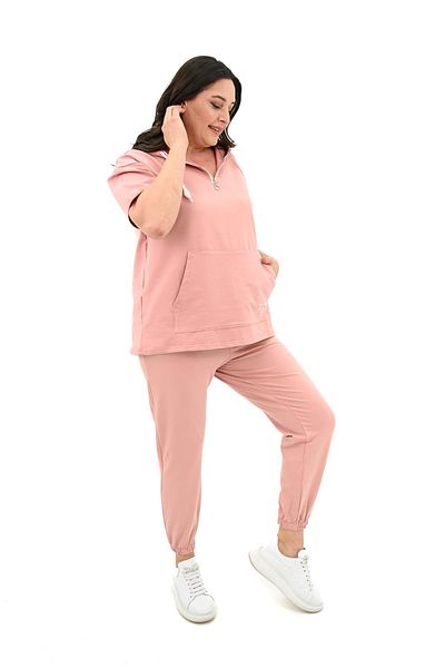 Koza Butik Γυναικεία αθλητική φόρμα με κουκούλα Plus Size - 3759-23