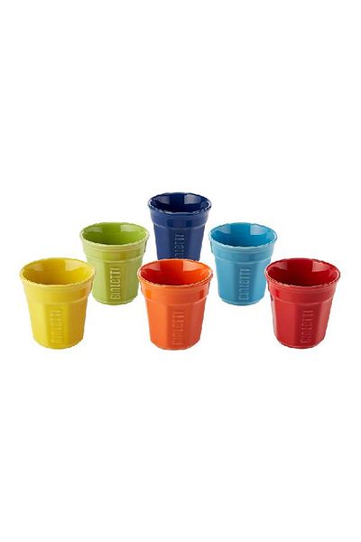 Bialetti Set of 6 Colorful Ceramic Espresso Cups