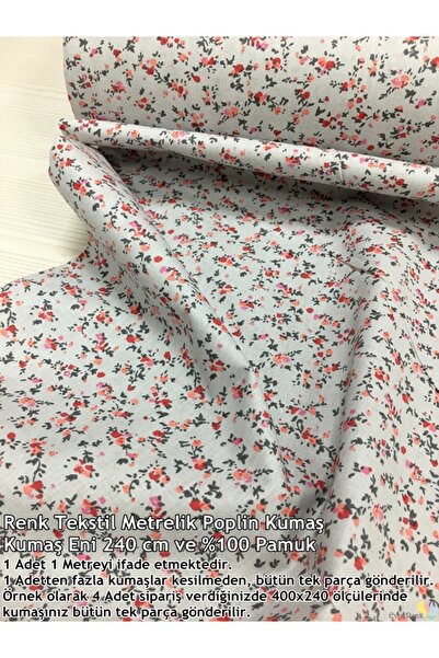 Renk Tekstil Çıtır Çiçek %100 Pamuk Metrelik Poplin Kumaş