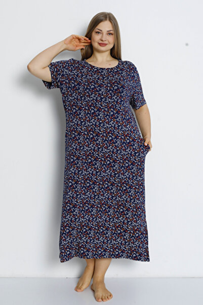 İntensive Φόρεμα Maxi Viscose Plus Size με τσέπες - κοντά μανίκια