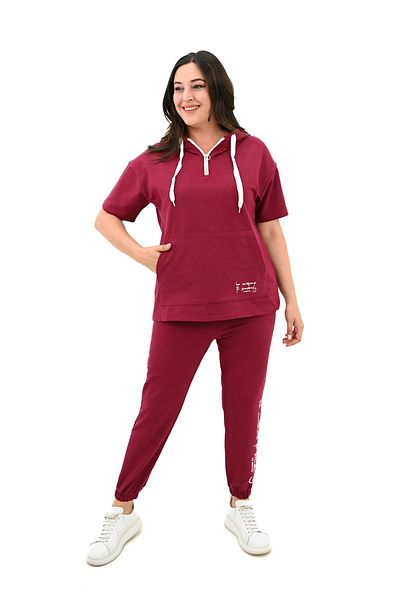 Koza Butik Дамски спортен екип с качулка, голям размер - 3759-23
