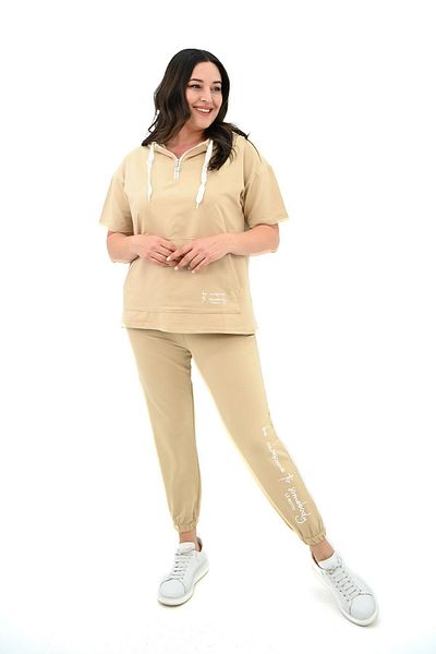 Koza Butik Γυναικεία αθλητική φόρμα με κουκούλα Plus Size - 3759-23