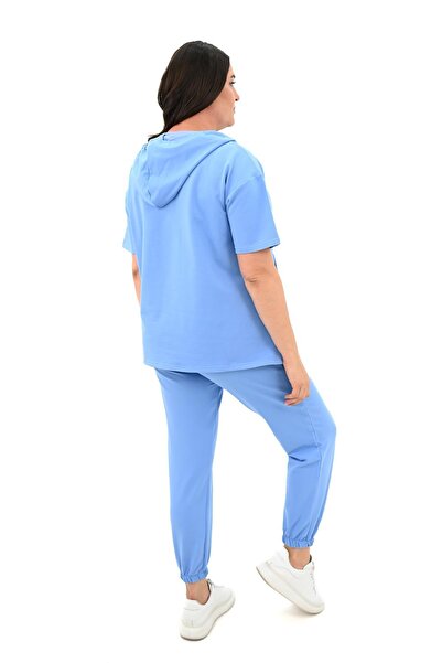 Koza Butik Plus Size Hooded Women's Tracksuit Set - 3759-23