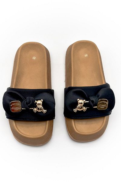 Shoebutik Black Squba Yumyum - Papuci de plută cu cataramă pentru ursuleț