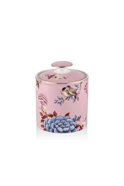 LAMEDORE Floral Pink Medium Size Jar with Lid 12X15 cm 1Lin-Ca014M