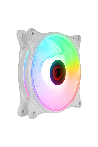 Rampage GLARE F50 38CFM 1200RPM 12cm Rainbow 3P+4P Molex Soketli Beyaz Kasa Fanı