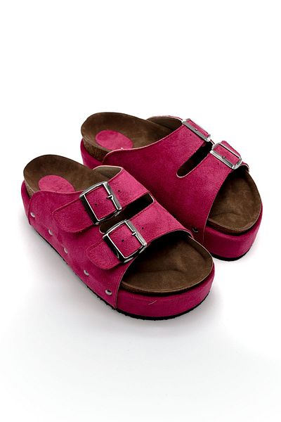 Shoebutik Γυναικείες παντόφλες Denis Fuchsia Studded High Sole