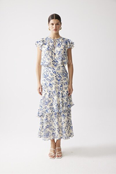 Exquise Çiçek Desenli Maxi Etek