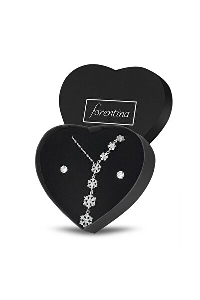 Forentina Beyaz Kar Tanesi Kolye Küpe Set - Ps159300tr