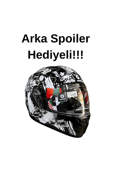 Shiro TEZ MOTOR FULL FACE (KAPALI) MOTOSİKLET KASKI SHİRO SH-667 FUNKY + ARKA SPOİLER HEDİYELİ