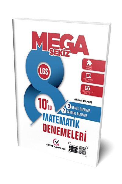 Cevap Yayınları 8.sınıf Mega 8 Matematik 10 Lu Deneme (VİDEOLU ÇÖZÜMLER VE AKILLI TAHTAYA UYUMLU)