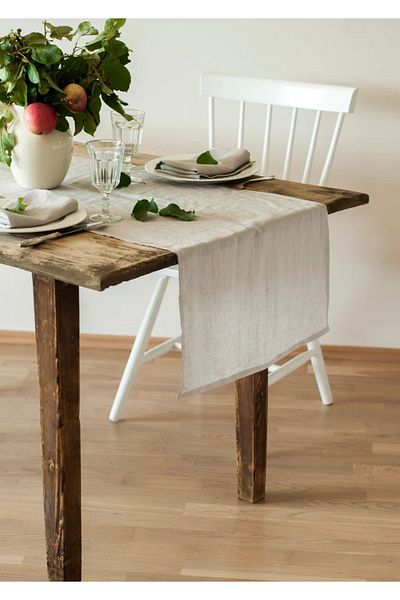 EVYA 100% βαμβάκι ακατέργαστο λινό Pure Runner 40x140 cm Κρεμ Χρώμα