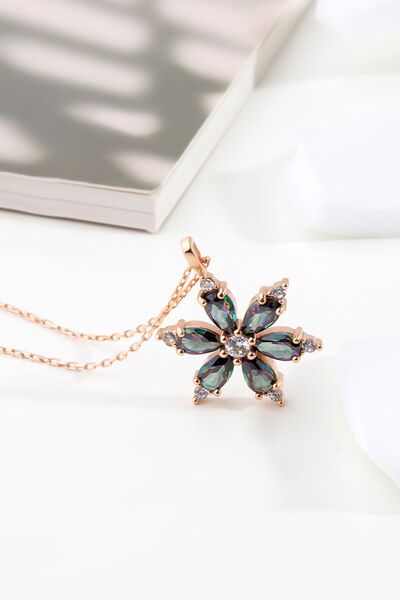 Else Silver Gümüş Nergis Çiçeği Kolye - Siyah