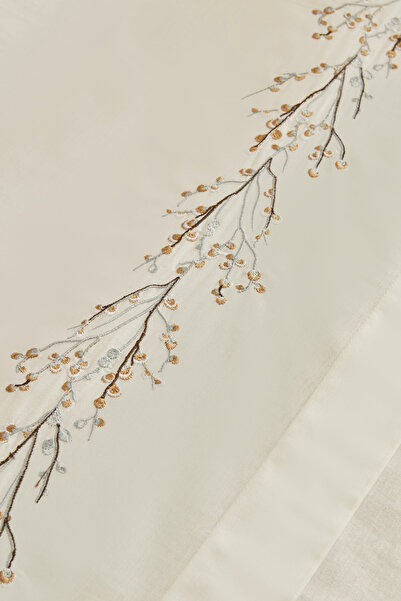 Karaca Home Dorado Mustard Colored Double Embroidered Duvet Cover Set