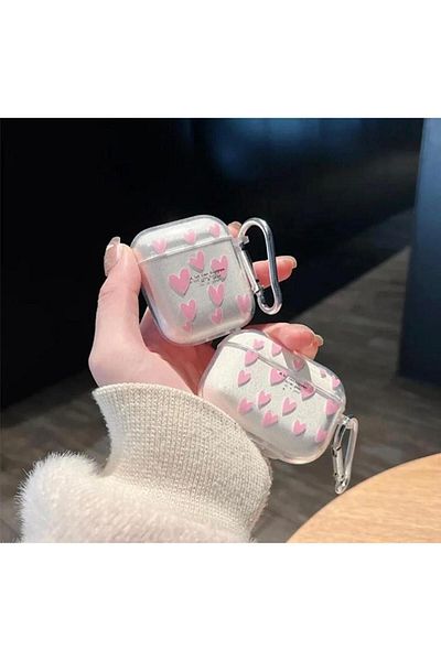 daystar Tiny Pink Heart Transparent Earphone Case Compatible with AirPods 3Rd Generation
