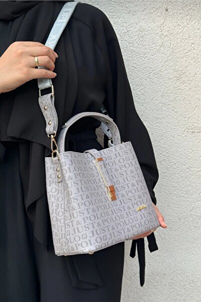 Just Polo Gray Adjustable Strap Women's Hand and Shoulder Bag - NB2055