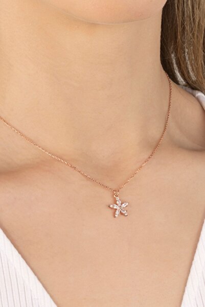 Else Silver Damla Taşlı Beni Unutma Çiçeği Gümüş Kolye