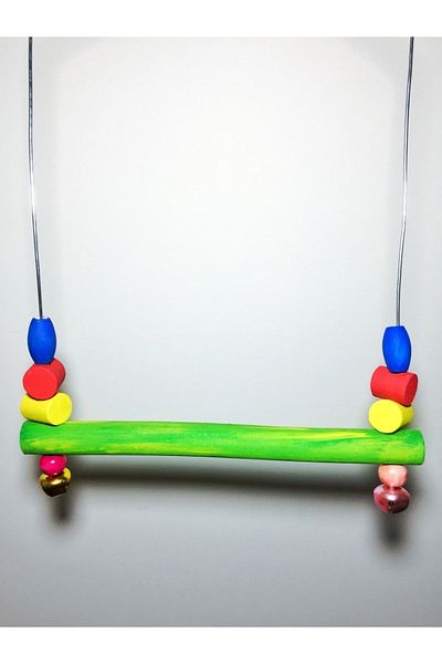 Ciko Kafes Parrot Swing with Green Colored Metal Bells