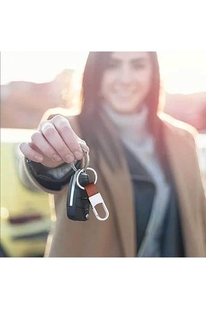 babikamium Luxury Leather Hooked Brown Keychain