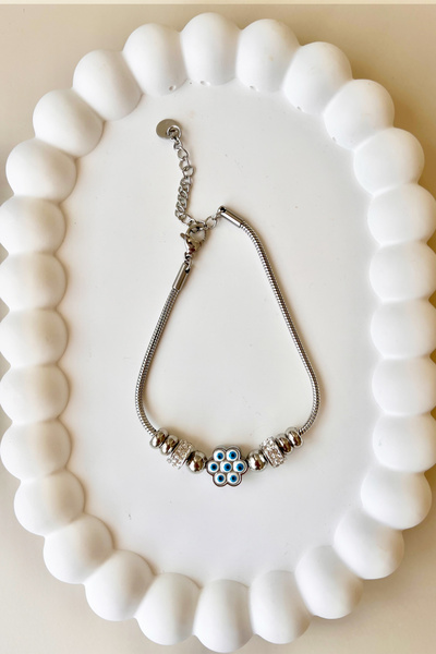 Fubena 316L Steel Honeycomb Evil Eye Bracelet