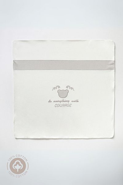 Cassiope Mini Prince Blanket with Embroidery Detail 100% Cotton 80cm x 85cm Baby Boy-Gray