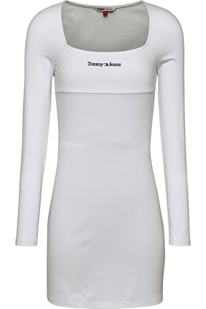 Tommy Hilfiger Tommy Jeans Kadın Serıf Lınear Ls Bodycon Elbise