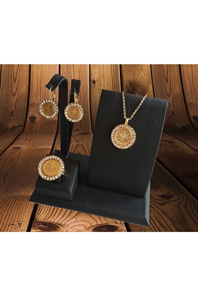 Forentina Altın Kaplama Tuğra Takı Seti 4 Lü Set - Ps0069