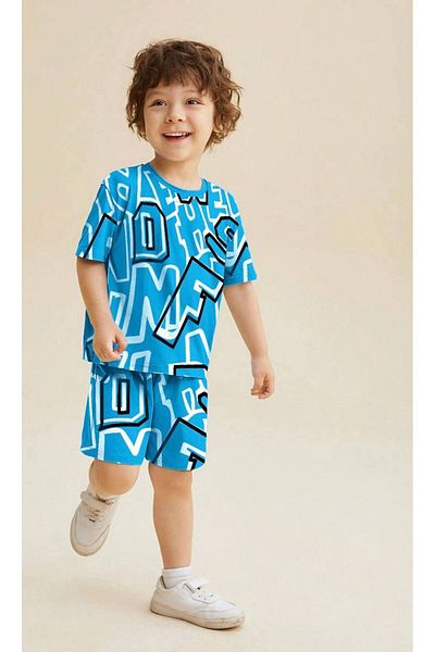 Teeny Weeny Kids Set de top și jos pentru copii unisex cu imprimeu graffiti de sezon nou