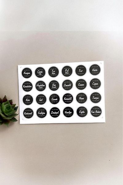Sezka Life Black Spice Rack Label Set - 24 Types Water Resistant Spice Rack