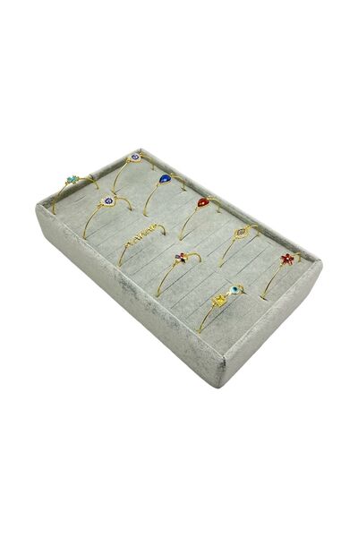 kutuveaksesuar Jewelry Bracelet Bracelet Clamp Stand Gray Suede 15 X 25 Cm