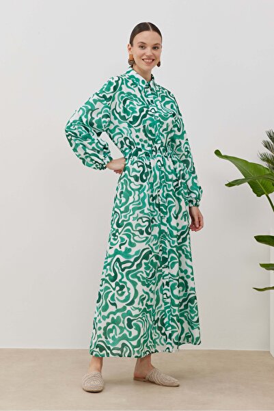 NUR KALAY COLLECTION DESENLİ PAMUK ELBİSE