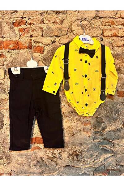 Terry Erkek Çocuk Bebe Alttan Çıtçıtlı Gömlekli Takım Keten