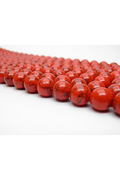 Yüksel Boncuk 12 mm Red Turquoise Natural Stone - String