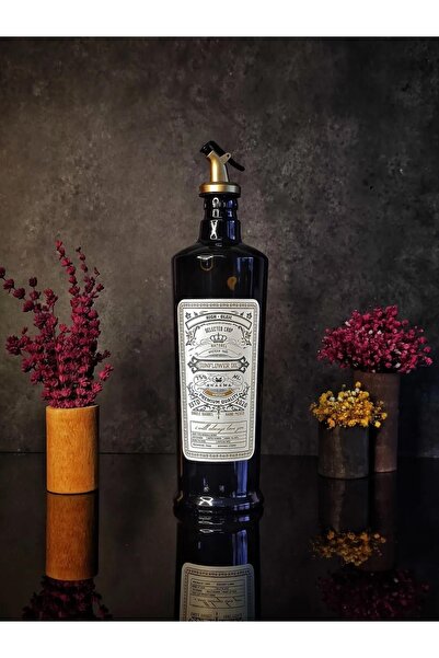 KHAKMA وعاء زيت زجاجي إيطالي سعة 750 مل، وعاء زيت عتيق ذهبي اللون